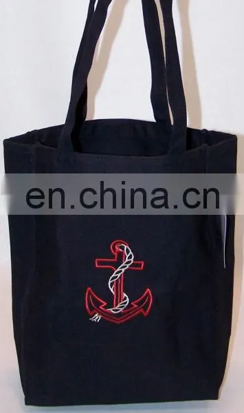 Ship Anchor & Rope Cotton Canvas Boat Tote Bag Custom Embroidery