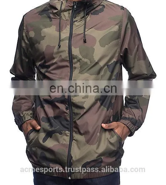 Wind Breaker Jacket - Men's Slim Full Length Camouflage Windbreaker Jacket 100% Polyester Bomber Jacket photo-2