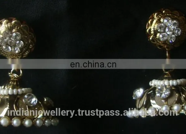 Indian Jewelry Jhumka Earrings, Big Jhumka, Gold Silver Plated Earrings Manufacturer photo-2