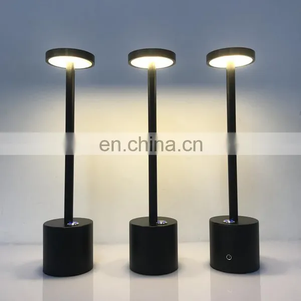 Customed Wholesale Mental Indoor LED Table Bar Lamp Decorative Cordless Usb Rechargeable Restaurant Hotel Dinner Lamp photo-2