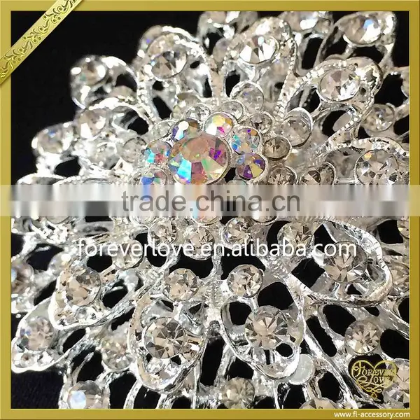 Clear Silver Crystal Diamante Rhinestone Brooch For Wedding Dress FB024 photo-4