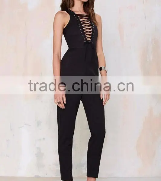 Contemporary New Coming Black Women Lace-Up Jumpsuit photo-3