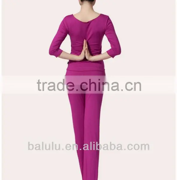 Ladies Gym Wear Soft Modal v Neck Long Sleeve Women's Yoga Fintess Wear Gym t Shirt Fitness Wear photo-3