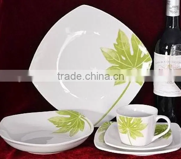 White Porcelain Square Dinner Set Of 20 Pcs With Decal photo-2