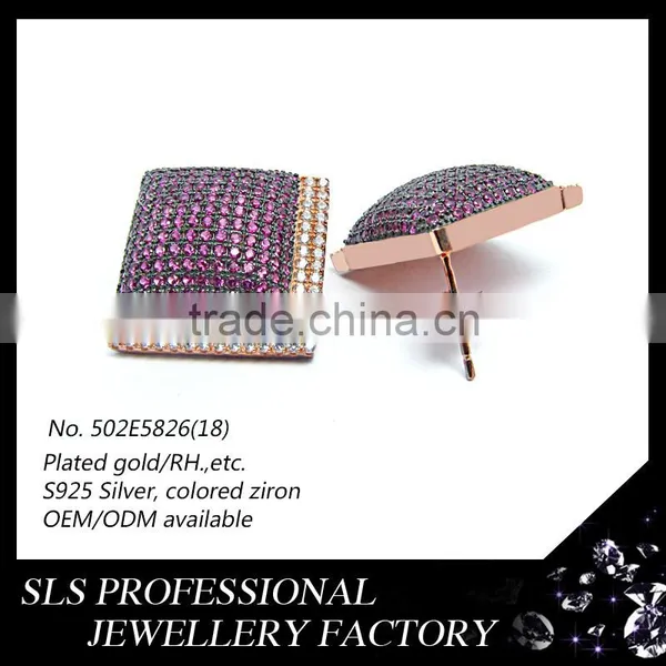 2016 Fashion and Beautiful American Style Colored 925 Silver Rose Gold Plated Stud Earrings From Sls Jewelry photo-3