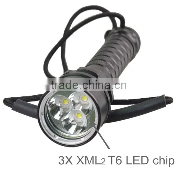 Waterproof 3800 Lumens 3 LED XML T6 Diving Torch With Carry Strap YT-63 photo-3