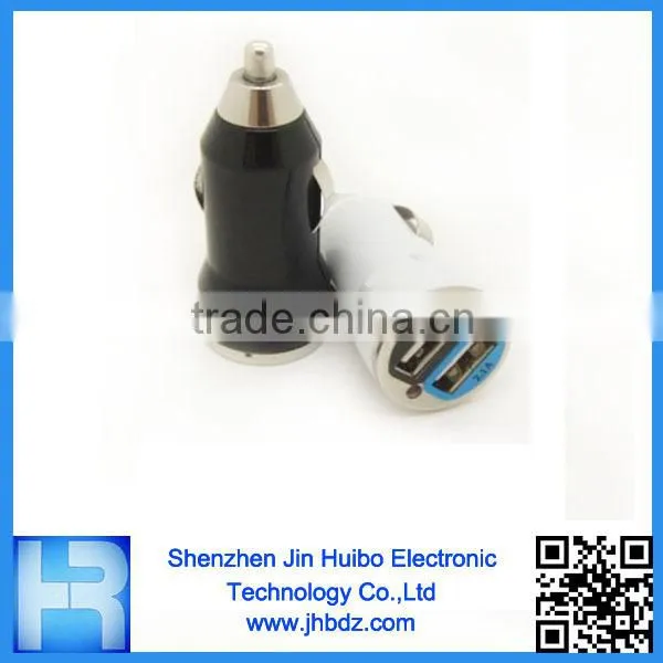 Bullet Style Mini 2 USB Port Car Charger With 5v 2.0A Output By Jin Huibo