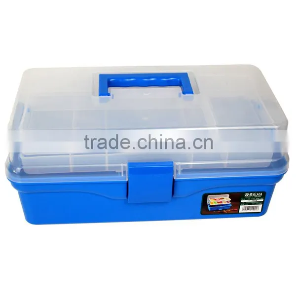 LAOA 14.5 Red Color Inch Transparent Plastic Tool Box With Drawer photo-4