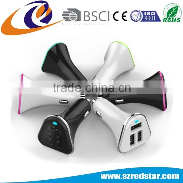 BSCI Factory Hot Sale Mobile Phone Accessories Triple 3 USB Ports Auto Charger Cellphone Car Charger photo-3