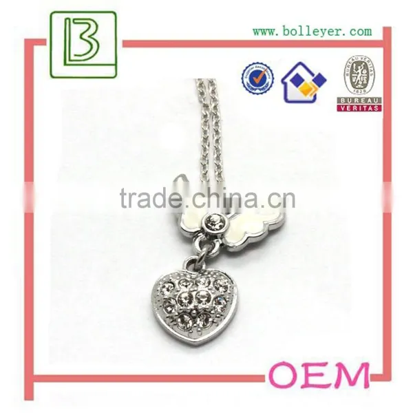 Unique Jewelry Design Wing And Heart Necklace With Diamonds photo-5