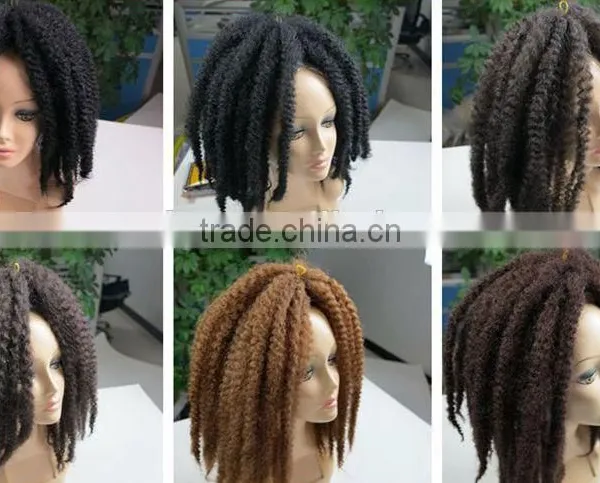 Wholesale 7Colors Optionals 20" Long Two Tone Ombre Afro Twist Kinky Curl Marley Hair Braid Extensions
