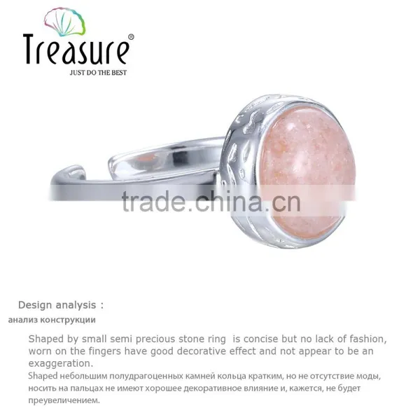 2016 New Design Pink Stone Silver Plating Copper Open Ring Wholesale in Spring photo-4