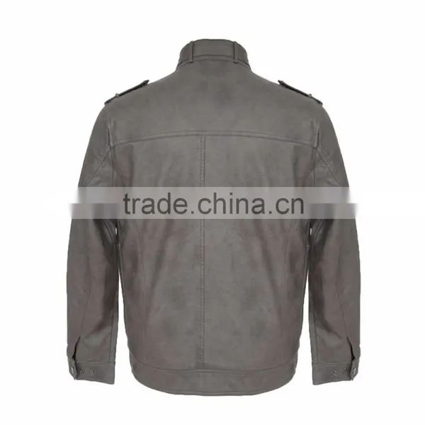 2016 New European Style Clothing Cheap Men PU Leather Jacket photo-3