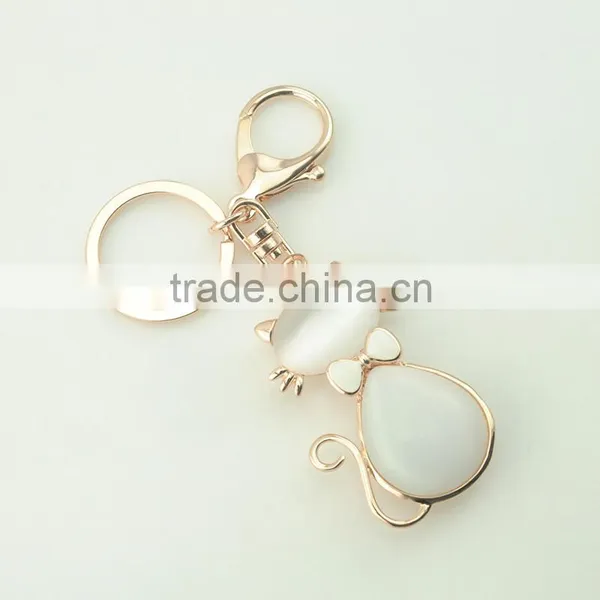 Custom Cat Shaped Keychain Maker Metal Gold Opal Acrylic Keychain for Sales Supplier's Choice photo-5