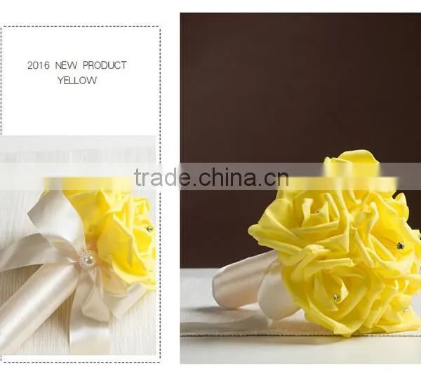 Crystal Pearls Posy Bridal Brooch Wedding Bouquet Silk Rose Handmade Flowers photo-6
