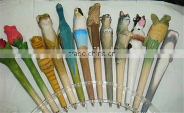 Animal Wooden Carving Creative Ballpoint Pen Wood Ball Point Pens Handmade Sculpture Student Ball-point photo-4