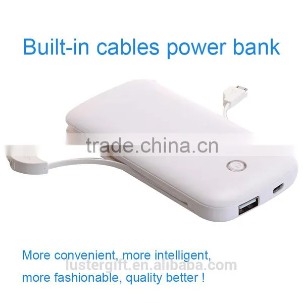 2016 New Products 6000mAh for IPhone 6 Battery Charger Built in Multi Cable Power Bank