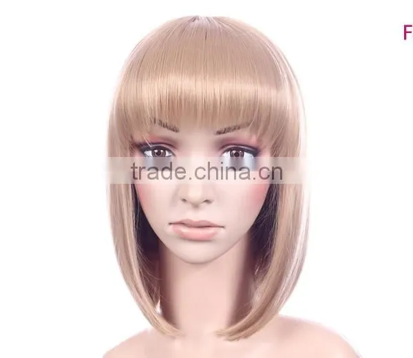 European Style New Design Lolita Short Wig Cheap Synthetic Blonde Bangs Wig photo-2