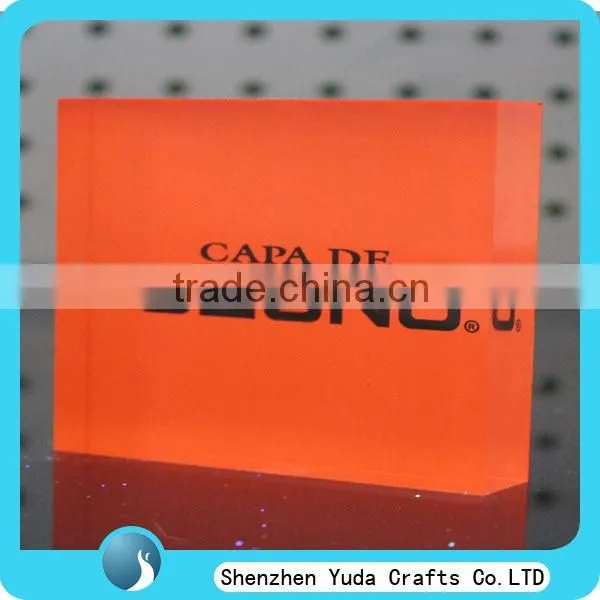 Neon Orange Plexiglass Acrylic Carving Block With Logo, Square Cutting Brand Logo Block photo-3