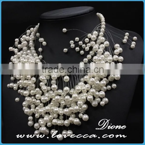 New Fashion Classy Lady White Exaggerate Pear Beaded Choker Necklace Product photo-2
