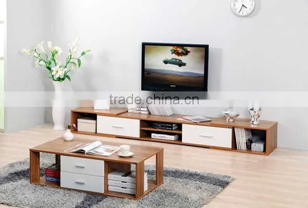 The Modern Wood Grain and White Color TV Stand for Living Room photo-2