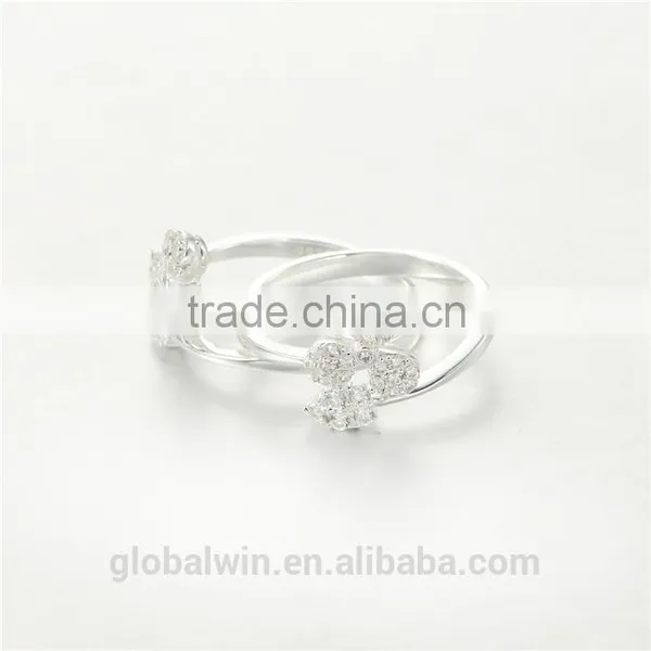 Handmade S925 Silver Good Luck Clover Clear Cz Stone Wedding Ring photo-4