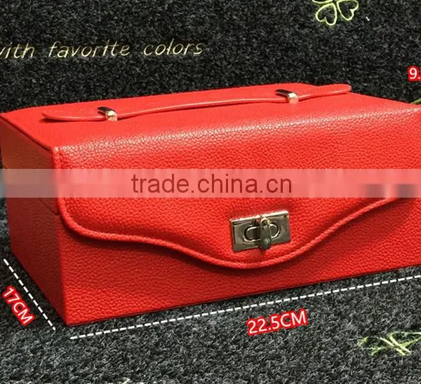 Factory Wholesale Custom Luxury Leather Jewelry Box, Red Beautiful Watch Box photo-5