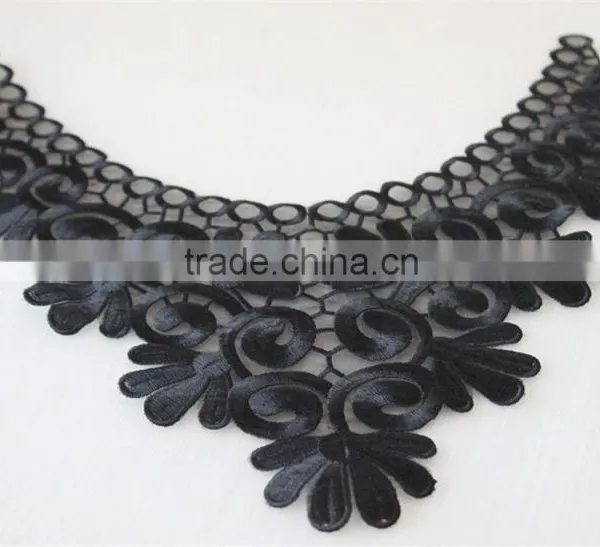 Fashion Neckline Design Embroidery Guipure Lace Collar Black Applique photo-5