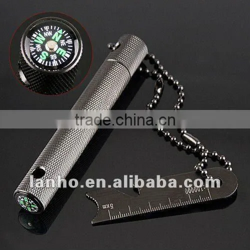 6-in-1 Flint Compass Scraper Bottle Opener Dividing Ruler Map Rangefinder