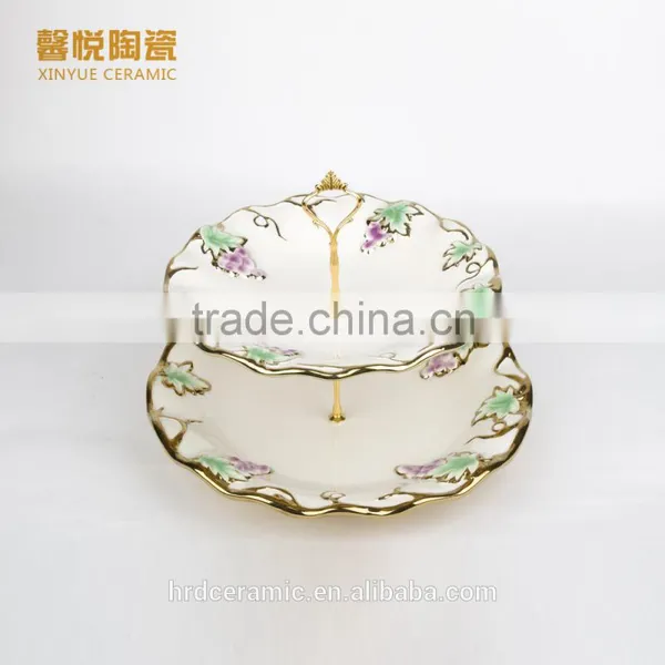 Hot Sale Ceramic Candy Tray ,golden Electroplating Fruit Tray photo-2