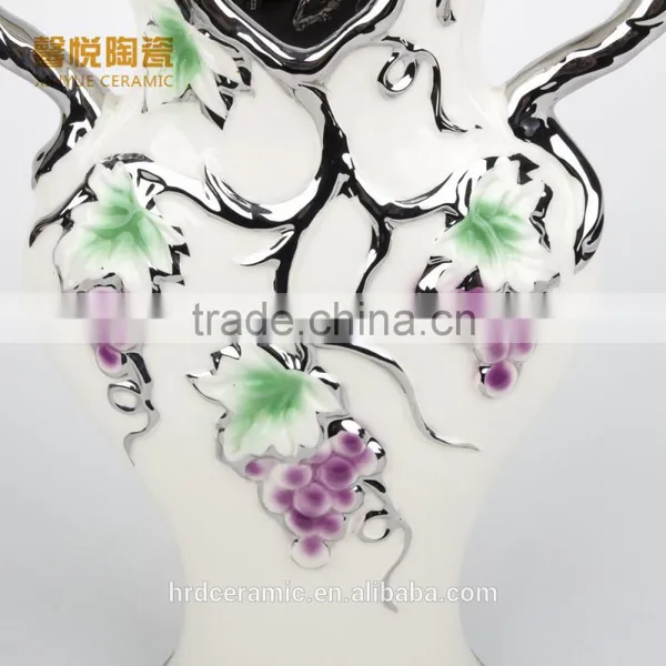Stock Golden Vase Ceramic Dinner Plate With Grape Design Ceramic Plates Dishes photo-3