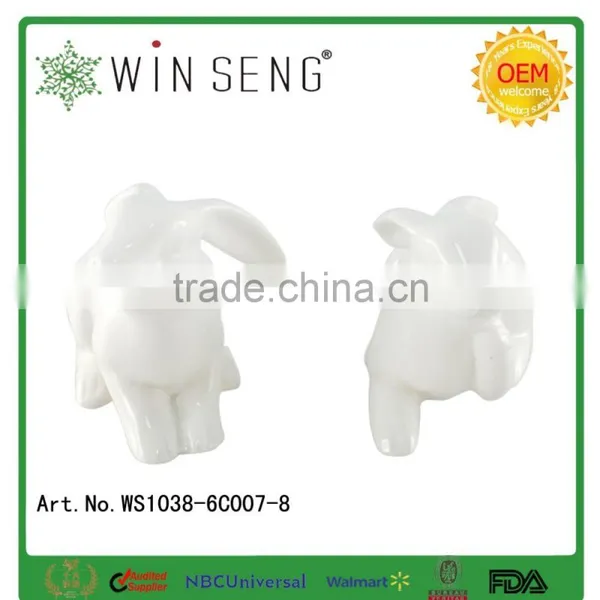 Cute Craft Decorative Easter Ceramic White Rabbits Deocrations for Easter photo-4
