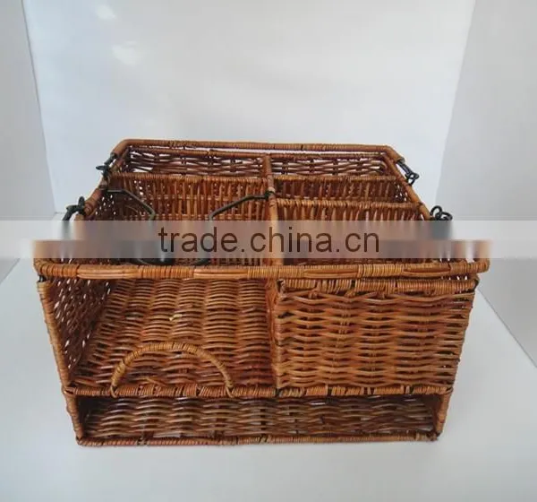 Picnic Caddy Organizer Outdoor Utensil Plate Condiment Holder Portable Basket photo-2