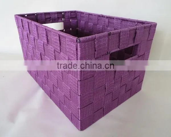 Wholesale Handcrafted Rectangular Webbing Woven Nylon Basket for Storage photo-2