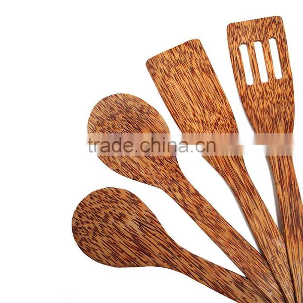 Coconut Wood Set Of Four Coco Wood Cooking Utensils photo-2