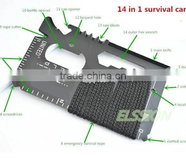 Portable Stainless Tool Card/Outdoor Survival Camping Knife With Rope photo-2