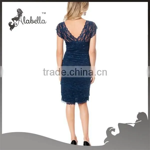 Women Lace Maternity Dress With Short Sleeve photo-2