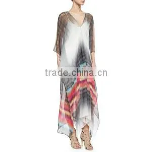 Indian Girls Kaftan Sexy Wear Poncho Fashionable Caftan Dress Poly Silk Girls Long Kaftan photo-3