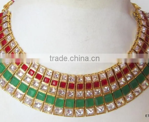 Crystal Bollywood Necklace Jhumka EARRING Set photo-3