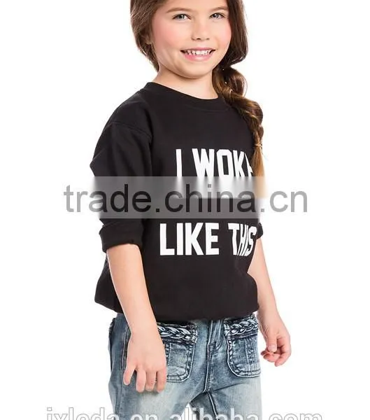 High Quality Soft Comfort Pure Cotton Kids Girls Oversized Sweatshirt Pullover photo-2