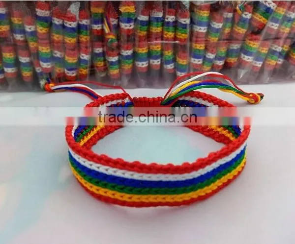 New Design Rainbow Color String Braided Bracelets Hand Woven Fabric Cord Bracelets Friendship Bracelets Gifts