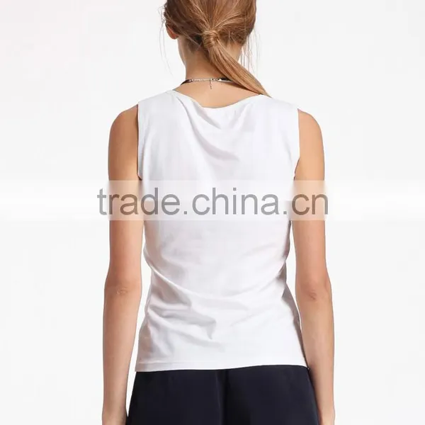 Classic White Plain Comfort Womens Tank Tops Workout photo-4