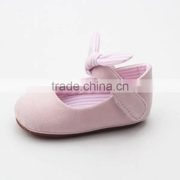 Pink Fabric Baby Handmade Non-slip Sole Baby Girls Shoes photo-2