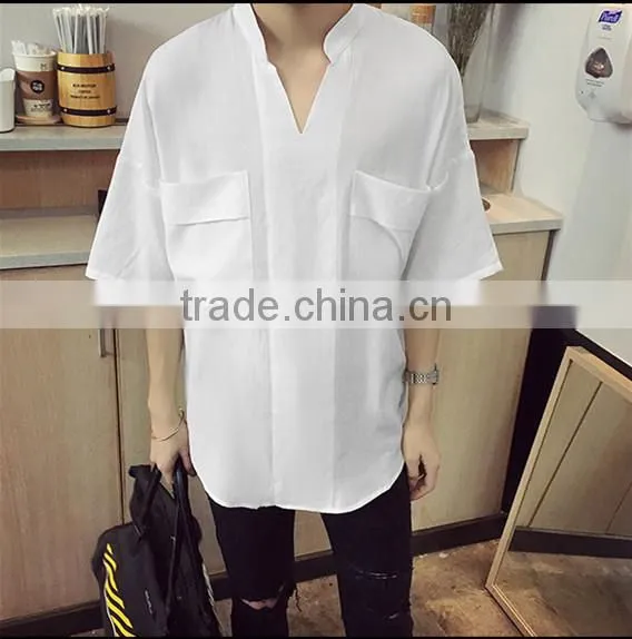 7 Minutes of Sleeve Cotton T-shirt Men Loose Shirt is Pure Color photo-4