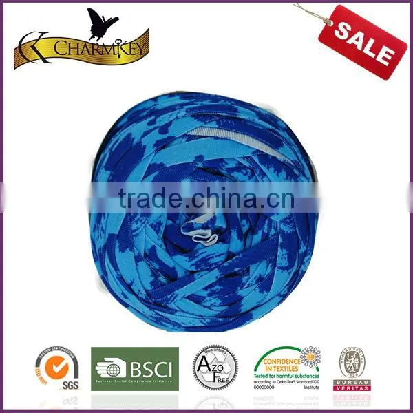 Charmkey Hot Sale Printed Tape Yarn 95polyester 5spandex Fettuccini Yarn T Shirt Yarn photo-4