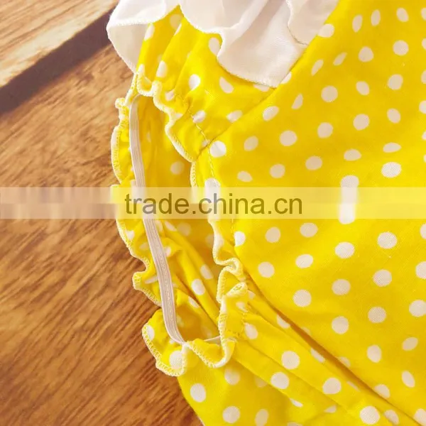 Yellow Polka Dot Wholesale Cotton Ruffled Bloomers Pakistan Baby Romper Clothing photo-4