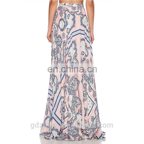 Grey Floral Printed Wholesale Long Skirt With High Slip photo-5