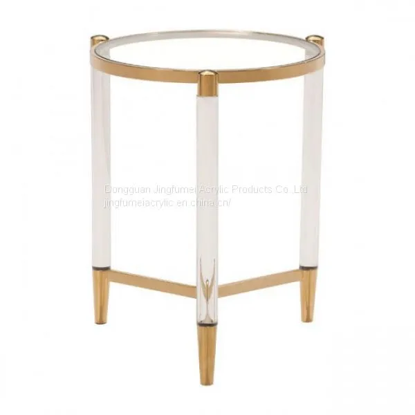 Hot Selling Round Side Table Stainless Steel Brass Table Acrylic Table photo-2