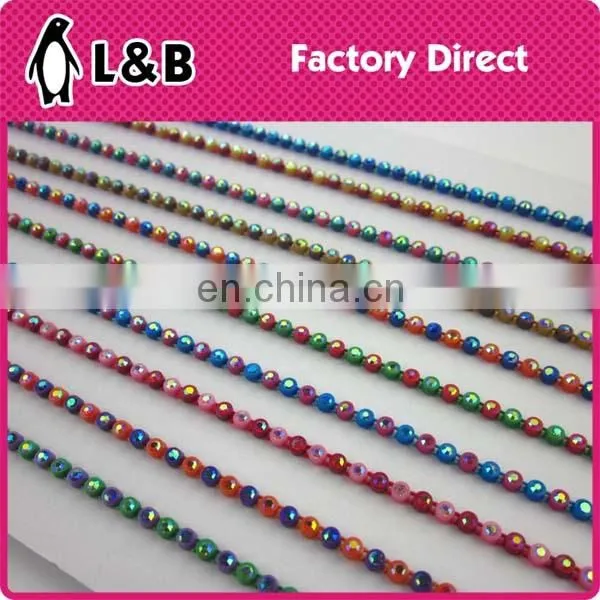 SS6/ SS8 Single Row Multicolored Plastic Rhinestone Chain for Decoration photo-3
