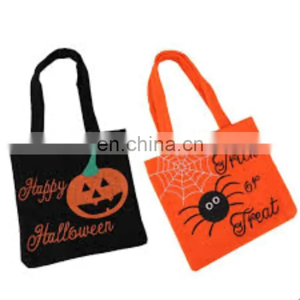 New Customized Printed Skeleton LED Blue Gift Felt Bag for Halloween Crafts photo-2
